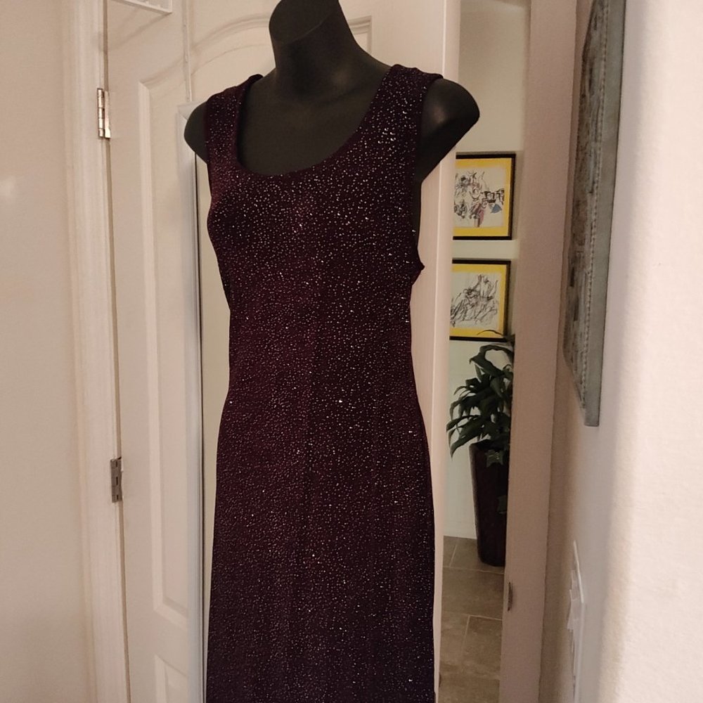 Rabbit designs 2 pc sparkly party dress set sz 12 stretchy plum